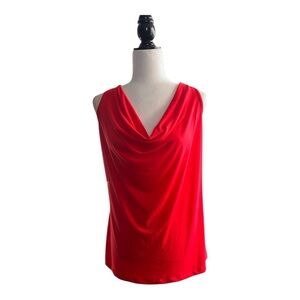 Suzy Shier Red Draped Sleeveless Tank Top